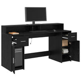 Desk with Drawer Black oak 160 x 55 x 91 cm Engineered wood 3365615