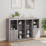 Sideboards with LED Lights 3 pcs Grey Sonoma Engineered Wood 3209140