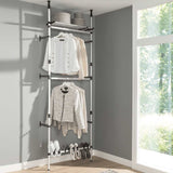 Telescopic Wardrobe System with Rods and Shelf Aluminium 321114