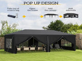 3 x 6 m Pop Up Gazebo with Sides and Windows, Height Adjustable Wedding Camping Party Tent Canopy T3398P317720