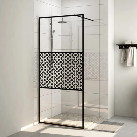 Walk-in Shower Wall with Clear ESG Glass 90x195 cm Black 151029