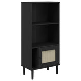 Bookcase SENJA Rattan Look Black 60x35x130 cm Solid Wood Pine 358060