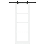 Sliding Door White 83 x 232 cm Solid Pine Wood and Glass 3332282