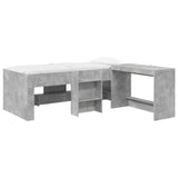 Kids'High Bed Frame with Desk 2 pcs Concrete Grey 3423449