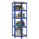 5-Layer Corner Shelf Blue Steel&Engineered Wood 4016945