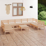 10 Piece Garden Lounge Set Solid Wood Pine 3083539