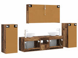 Bathroom Furniture Set 6 pcs Old Wood Engineered Wood and Glass 3407157