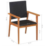 44075 5 Piece Outdoor Dining Set Poly Rattan Black and Brown