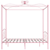 284490 Canopy Bed Frame without Mattress Pink Metal 160x200 cm