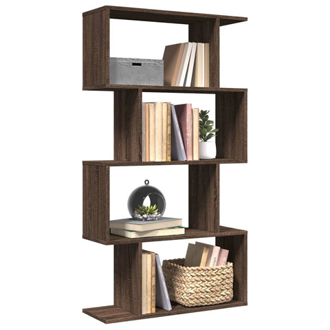 ZNTS Room Divider Bookcase 4-Tier Brown Oak 70x24x129 cm Engineered Wood 858108