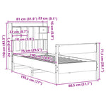 Bookcase Bed without Mattress White 75x190 cm Small Single Solid Wood Pine 3323051