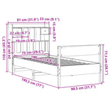 Bookcase Bed without Mattress White 75x190 cm Small Single Solid Wood Pine 3323051