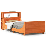 ZNTS Bed Frame without Mattress Wax Brown 90x190 cm Single Solid Wood Pine 3306482
