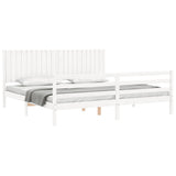 Bed Frame without Mattress White 200x200 cm Solid Wood 3194787