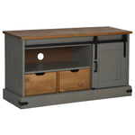 TV Cabinet HALDEN with Sliding Door Grey 110x40x60 cm Solid Wood 4018411