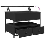 ZNTS Coffee Table Black 70x50x50 cm Engineered Wood and Metal 845381