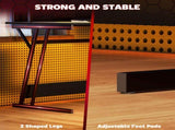 Gaming Desk with LED Lights Power Outlets, 100 x 60cm Z Shaped Computer Desk with Monitor Stand T3398P344330