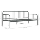 Sofa Bed Frame Grey Powder-coated metal 90x200 cm 324751