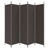 5-Panel Room Divider Brown 250x200 cm Fabric 350187