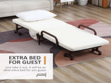 Folding Bed with Mattress, Single Guest Bed, Portable Fold Bed with Adjustable Backrest, Metal Frame T3398P329587