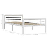 Bed Frame White and Black Metal 90x200 cm 284544