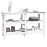 Work Bench White 142.5x50x80 cm Solid Wood Pine 823650