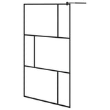 149155 Walk-in Shower Wall with Tempered Glass Black 115x195 cm