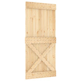 Sliding Door Natural and Black 95 x 210 cm Solid Pine Wood 3445168