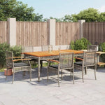 ZNTS 7 Piece Garden Dining Set with Cushions Grey Poly Rattan 3213573