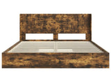 Bed Frame with Storage and Headboard Smoked Oak 160 x 200 cm 3414011