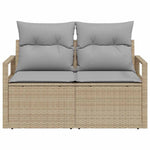 Garden Sofa with Cushion Beige 120 x 62 x 69cm Poly Rattan 42006765