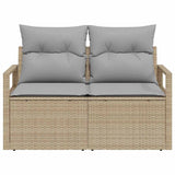 Garden Sofa with Cushion Beige 120 x 62 x 69cm Poly Rattan 42006765
