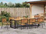 Garden Dining Set 9 pcs Black and Brown Poly Rattan 3365487