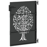 Garden Gate with Lock Black 85 x 150 cm Powder-coated steel 42015861
