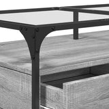 Coffee Table with Glass Top Grey Sonoma 98.5x50x45 cm Steel 846047