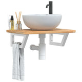 Basin Shelf Wall Mounted Steel and Solid Wood Oak 3302342