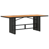 Garden Table with Acacia Wood Top Black 190x80x75 cm Poly Rattan 365600
