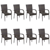Dining Set Brown Solid acacia wood, PE rattan, powder-coated steel 3067880