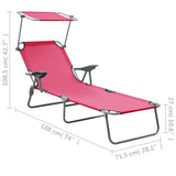 Outdoor Sunbed Pink Powder-coated steel and fabric Large 310337