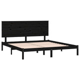 Bed Frame without Mattress Black 200x200 cm Solid Wood Pine 3104827