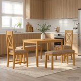 Dining Set 5 pcs Grey Solid Oak Wood 3430290