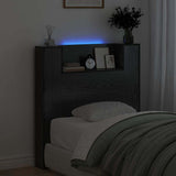Storage Headboard with LED Black Oak Engineered Wood 3418646