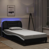 Bed Frame with LED without Mattress "Hvar" Black and White 100x200 cm 3213918