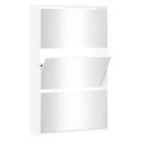 Shoe Cabinet with Mirror 3-Layer High Gloss White 63x17x102.5 cm 342637