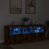 Sideboard with LED Lights Smoked Oak 181.5x37x67 cm 3209006