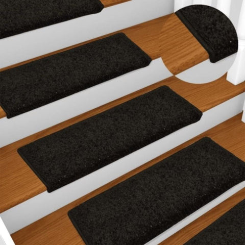 Stair Mats 15 pcs 65x21x4 cm Black Rectangular Edge 134576