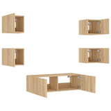 5 Piece TV Wall Cabinets with LED Lights Sonoma Oak 3216862