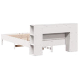 Bookcase Bed without Mattress White 135x190 cm Double Solid Wood Pine 3322841