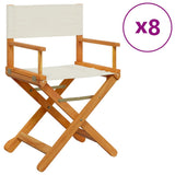 8 Piece Folding Garden Chairs Cream White Fabric 3208912