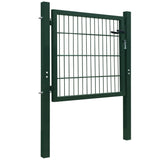Fence Gate Steel Green 100x100 cm 142028